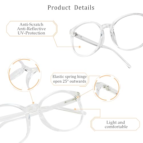 LifeArt Round Blue Light Blocking Glasses, Computer Glasses, Gaming Glasses, TV Glasses for Women Men (Clear, No Magnification) - color: 02_days_clear, size: +0.00(No Magnification)