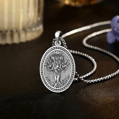 INFUSEU Mystical Hecate Triple Moon Goddess Necklaces, Divine Feminine Protection Gifts - style: Hecate