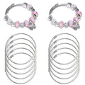 Exway 10 Pcs Elastic charm Bracelet chain Stainless Steel Cable Wire Twisted Cuff Bangle Bracelet Sliver charm Bracelets Kit for Crafts DIY Women Jewelry Making - color: silver, size: 7.0in