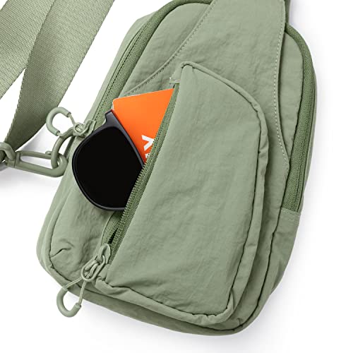 ODODOS Sling Bag with Adjustable Straps Crossbody Chest Bag Lightweight Backpack for Casual Traveling Hiking - color: Sage Grey