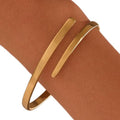 BE & CHEERY Gold Bangle Bracelet for Women, 14k Gold Plated Open Bangle, Stackable Stainless Steel Cuff Bracelets, Chunky Fashion Jewelry for Women, Trendy Elegant Design Bangle as Gifts - style: Crossover