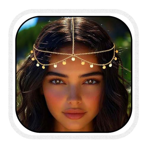 CLOACE Boho Sequin Head Chain Gold Headpiece Hair Chains Festival Costume Headband Hair Accessories for Women