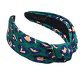 Leopard Satin Headbands for Women Designer Wearable All Day Head bands for Women's Hair are Chic. Green Knotted Headband is a Fashion Top Knot Cheetah Head band Girl - color: Blue Green