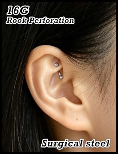 16G 14G 12G Eyebrow Piercing Jewelry Set for Women Men, Surgical Steel Mixed Size Hypoallergenic Rook Piercing Jewelry, Silver,6/8/10/12mm, 9Pcs