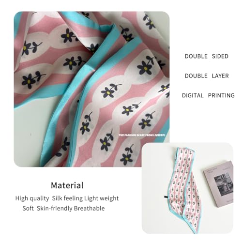 Hair Head Neck Bag Long Scarf Versatile Wrap for Women Soft & Lightweight for Everyday Chic - color: 39 Pink Flower 3.7 X 38 Inch