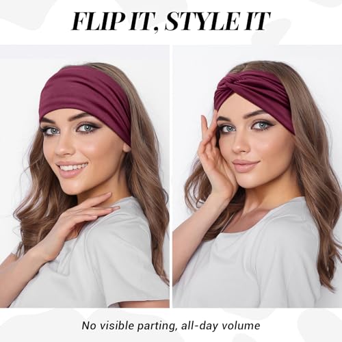 Wide Headbands for Women's Hair, 4 Pcs Hair bands – Vintage Turban Elastic Head Bands Adult Women Soft Head Wraps Knotted for Yoga & Workout – Summer Fashion Hair Accessories(Purple) - color: Purple
