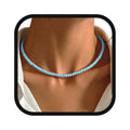 Boho Beaded Choker Necklace Colorful Short Necklaces Summer Beach Necklaces Jewelry for Women - color: Blue