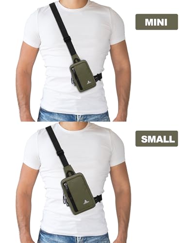 Peicees Small Crossbody Bag for Men Women Mini Sling Bag Travel Running Phone Daypack Cross Body Shoulder Bags, 2 Sizes, Small Army Green - color: Army Green, size: Small