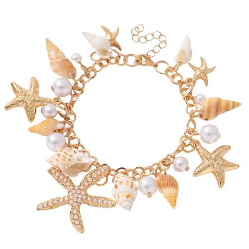 Waeceip Beach Ankle Bracelets For Women Summer Boho Anklets For Women Seashell Beaded Anklets Summer Jewelry Beach Vacation Accessories - color: starfish with 1