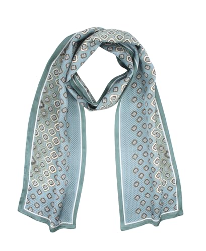 ANDANTINO 100% Silk Scarf for Women 59”*6.3” Long Shawls for Headscarf and Neck- Oblong Hair Wraps with Gift Packed - color: Blue