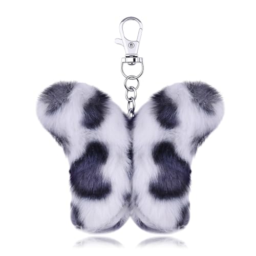 Leopard Faux Fur Keychain for Purse Charms for Handbags Leopard Plush Key Chain for Car Keys - color: Color 11