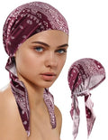 Ababalaya Chemo Headwear for Women Softer Headcover with Longer Tails, Breathable Skull Cap Non-Slip Sleep Beanie - color: Redpaisley