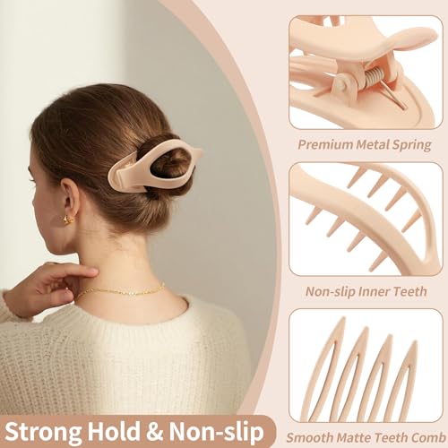 9 Pack Flat Hair Clips for Women, Matte Claw Clips for Thick & Thin Hair（Yellow) - color: Yellow-Regular