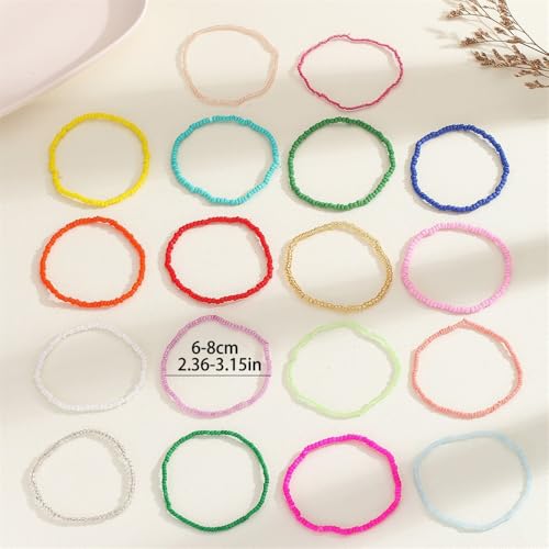 Fuqimanman2020 18Pcs Boho Stackable Beaded Bracelets for Women Colorful Handmade Multilayered Rice Beads Anklets Set Summer Beach Bohemian Jewelry Gift - color: Style 1 Multicolor A