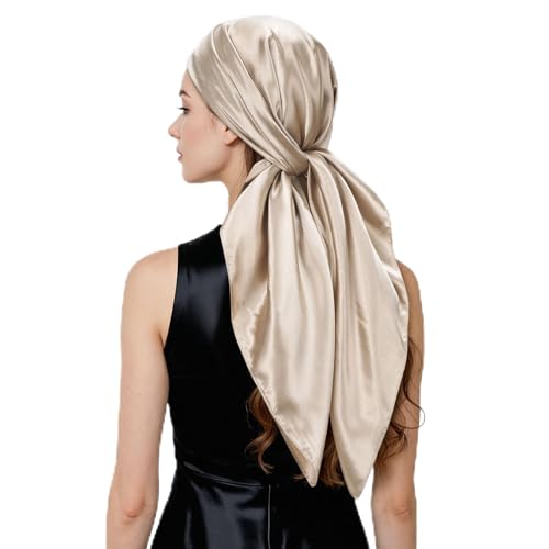 QIUTIMIY 35"x35" Like Silk Head Scarf for Women Satin Feel Large Square Scarf for Hair Wrapping and Sleeping Fashion Bandana - color: (90cm)square Scarf 27