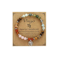 Zodiac Natural Stone Bracelet – Handmade Crystal Healing Bracelet with Zodiac Charm – Adjustable Beaded Jewelry Gift for Women Men Girls - color: Virgo