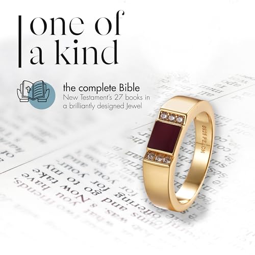 Gold Christian Ring for Women with Nano Bible Chip – Entire New Testament Inside – Elegant, Inspirational Gift for Her, Faith Jewelry for Any Occasion - style: Classic