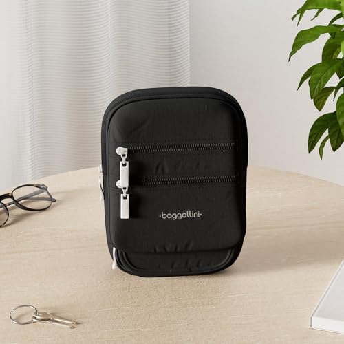 Baggallini Journey Crossbody Bags for Women 9x6 Small Lightweight Travel Handbag W/RFID - color: Black/Sand