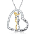 FLYOW S925 Sterling Silver Best Friend Couple Pendant Friendship Sun Moon Lotus Yin Yang Matching Bff Necklace for Women Jewelry - style: heart