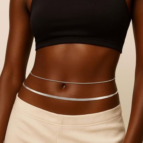 HERSIN Waist Chain for Women, 14k Gold/Silver Plated Dainty Waist Chain Cute Body Chain Gold Chain Belt for Womens Belly Chain Beach Accessories for Womens Summer Jewelry for Women Gifts - style: snake-SL