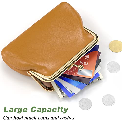 Coin Purse, Small PU Leather Change Purse, Coin Wallet with Clasp, Car Change Holder Pouch for Woman Men Kids Girls, Brown - color: Brown