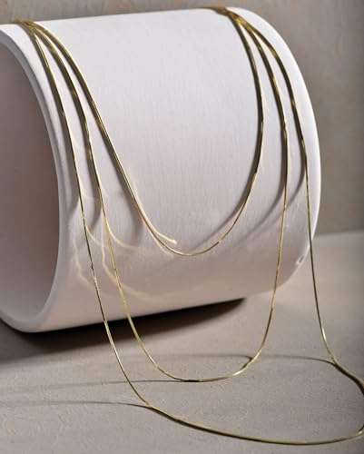 NECOCY 14K Gold Plated Necklaces for Women, Dainty Gold Herringbone Choker Necklace Thin Layered Snake Chain Jewelry for Gifts - color: 1.5MM 18"-GD Herringbone Necklace