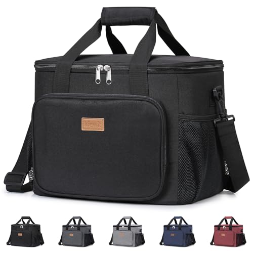 Lifewit Large Lunch Bag, Insulated Lunch Box, Soft Cooler Cooling Tote for Adult Men Women, Black 40-Can (24L) - color: Black, size: Jumbo(24L)