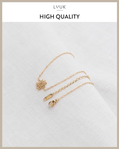 LUUK LIFESTYLE Minimalist necklace with rainbow pendant, HAPPINESS slogan card, symbol of diversity, waterproof stainless steel, gift for women, trendy, chic, silver - color: Gold, size: Edelweiss