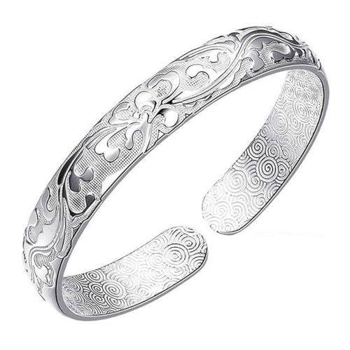 Sterling Silver Bangle Bracelets for Women,Fashion Jewelry Simple Adjustable 925 Silver Cuff Bangles for Women Mom Wife Valentine Mothers Day Gift - color: style-6