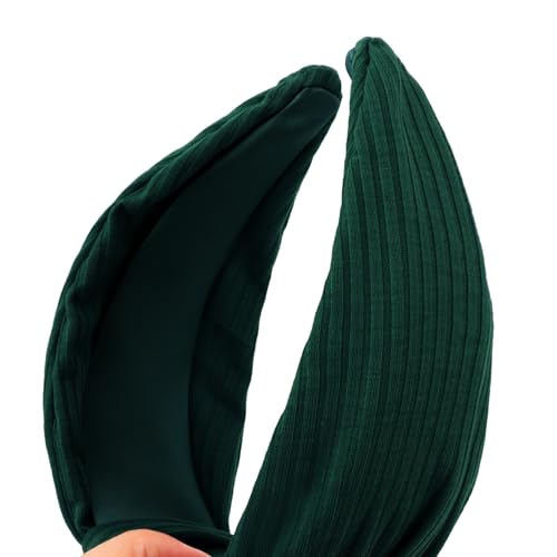 YISSION Wide Knotted Headbands for Women Non Slip Head Band Green Headband Fashion Top Knot Hairband Hair Accessories for Women Girls - color: Green