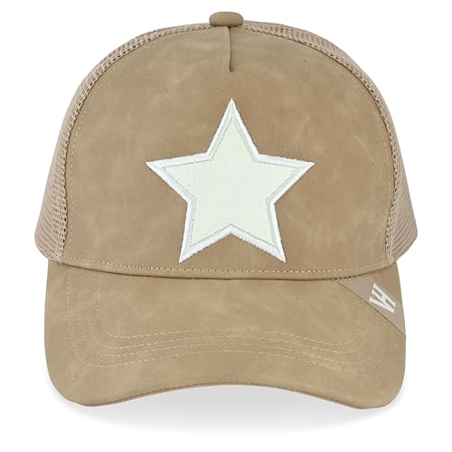 VINTAGE HAVANA Trucker Hats Women | Mesh Adjustable Snapback Hat | Men & Women Cute Trendy Fashion Baseball Cap - color: Camel/White