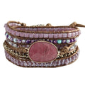 Handmade Boho Wrap Bracelets Natural Turquoise Crystal Stone Variety Beaded Strand Bracelet - color: Red Agate #2