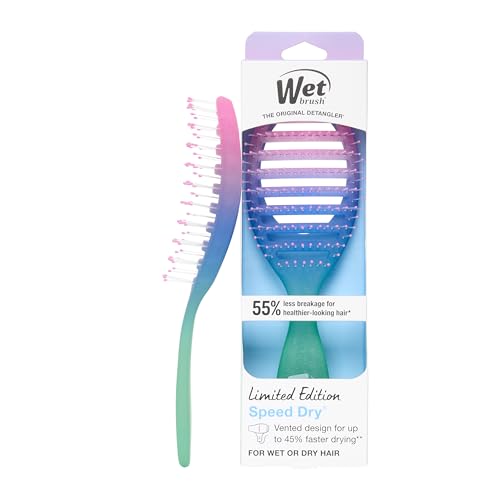 Wet Brush Speed Dry Hair Brush With Blow Dry Safe Bristles & Vented Design For Faster Drying Time, Ergonomic Handle, Reduces Breakage & Detangles All Hair Types, Limited Edition Electric Sky Purple - color: Electric Sky Purple Dawn, size: 1 Count (Pack of