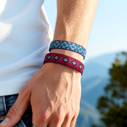 4 Pcs Surfer Beach Bracelets for Men Women Inspirational Elastic Comfy Summer Reversible Wristband Gifts Friendship Bracelets - color: Western Aztec-Bracelets, size: (6.8") Small