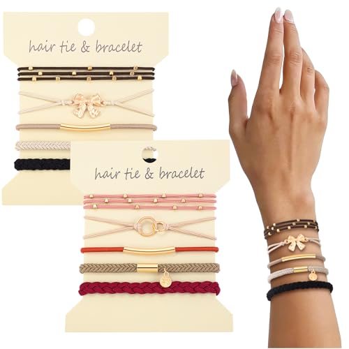DIYDEC 10PCS Hair Ties Bracelet for Women 5 Styles Soft Braided Boho Hair Bands Elastic No Damage Hair Ties for Girls thick Thin Long Curly Hair Accessories(RED) - color: RED
