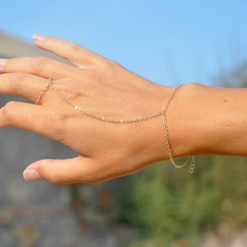 choice of all Hand Chain Bracelet Gold Finger Ring Bracelet Hand Chain for Women Trendy Birthday Jewelry Gifts - color: B2:hand chain bracelet-gold