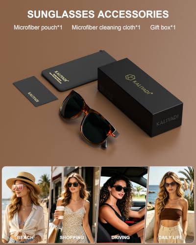 KALIYADI Womens-Sunglasses Polarized-Sunglasses for Women: Retro Trendy Sun Glasses With UV400 Protection for Driving Travel - color: Z07-leopard Frame Black Lens
