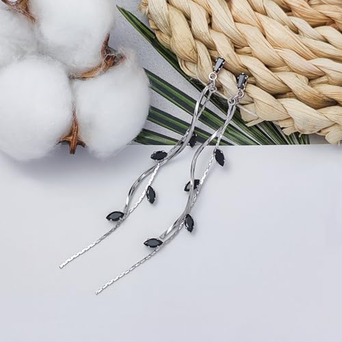 Crystal Drop Earrings,Zirconia Rhinestone Dangling Earrings for Women Prom Party Jewelry Gifts， Dangle Fashion Jewelry Crystal Earrings for Women - color: black silvery