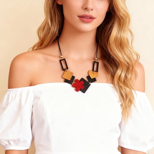Chunky Acrylic Beaded Necklace for Women Colorful Acrylic Beaded Choker Round Beads Statement Necklace Fashion Jewelry - color: -Black