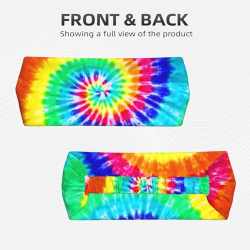 Black and Gold Swirl Liquid Ink Marble Workout Headbands Fashion Sports Sweatbands Yoga Hairbands for Fitness Athletic Non Slip Wicking Headscarf for Men Womens Girls Summer Accessories Elastic Bands - color: Colorful Tie Dye