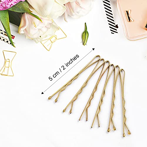 MORGLES Blonde Hair Bobby Pins, 120PCS 2Inches Gold Hair Pins for Women with Box - color: Blonde（2inch)