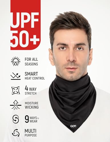 GOT Sports UPF 50+ Cooling Bandana for Men & Women - Thermoregulation, Moisture-Wicking, Sun Protection Bandana Neck Wraps - color: Black