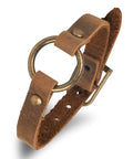 SPUNKYsoul Buckle or 5 Wrap Leather Circle Bracelet - Handmade Adjustable Leather Wrap Bracelet for Women & Men, Unique Distressed Stackable Jewelry with Symbolic Circle for Everyday Wear & Gifting - style: Men's Buckle Circle Single Band