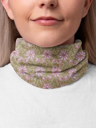 AVKA Studio 100% Cotton Bandanas for Women & Men, 2 Pack 20x20 Inch, 22x22 inch Hand Printed, Lightweight Cotton Handkerchief - color: Light Olive & Pink, size: 20 x 20 Inches