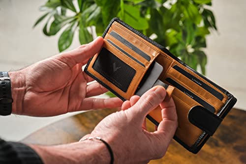 Soft Leather Wallet for Men - Mens Wallet Bifold with Zipper Coin Pocket - Holds Bills, Credit Cards, Coins - Carteras para Hombres Piel - Billeteras de Hombres Cuero Original - RFID Blocking - color: Brown