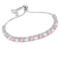 J.Fée Silver Bracelet, S925 Tennis Bracelet with Sparkling 5A Cubic Zirconia Silver Bracelets for Women Adjustable Bracelet for Women Bracelets Womens Bracelet Women Gifts for Women Mom - color: Zirconia Pink CZ