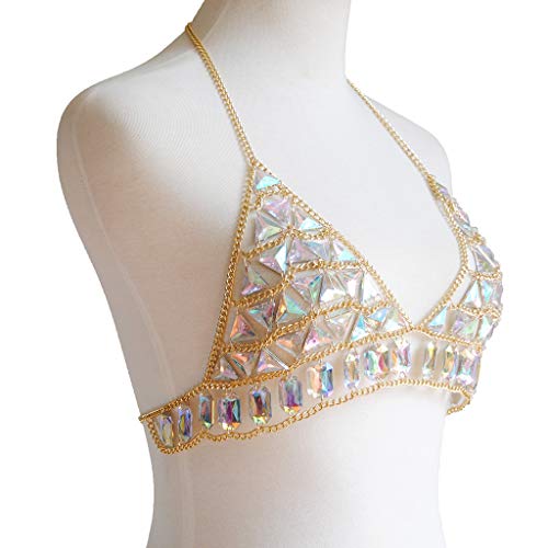 Women's Sexy Suit Body Chain - color: Gold Color Bra chain -099-2