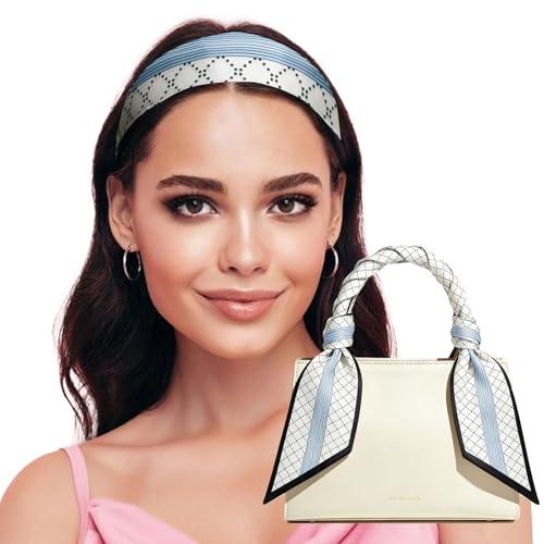 Sumolux Head Hair Scarf for Women Neck Purse Bag Handbags Scarf Like Silk - color: Blue Diamond