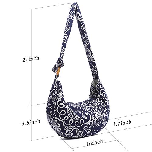 Women Hippie Crossbody Bag cloth boho Sling Bag Canvas Bohemian Hobo Hand Bags - color: Blue