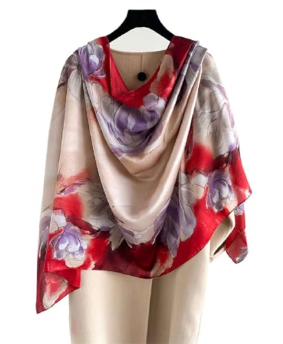 Acotavie Scarfs for Women Dressy Fashion Scarves Long Floral Pattern Scarf Lightweight Sunscreen Shawls - color: C034